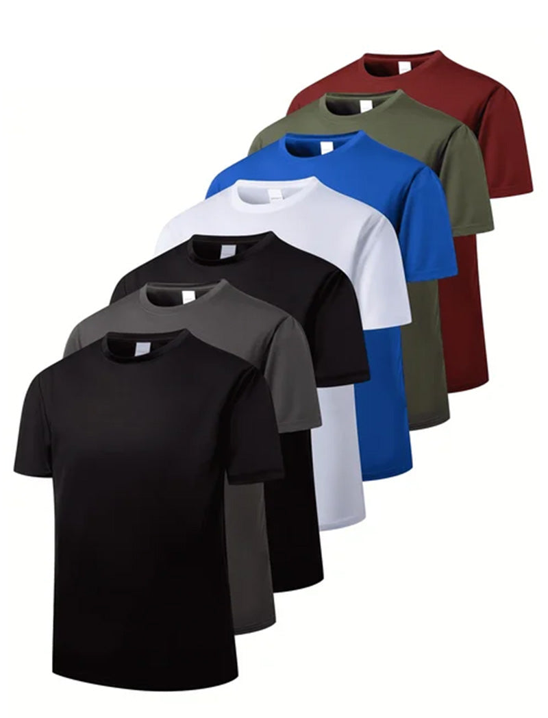 MANSENHUG 7 Pack Men's Dry Fit T Shirts Athletic Running Gym Workout Short Sleeve Tee Shirts for Men