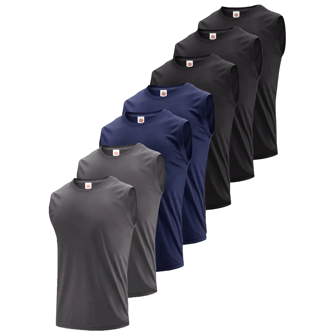 MANSENHUG Men's 7 Pack Tank Tops Sleeveless Workout Quick Drying Shirts Gym Muscle Shirts Athletic Bodybuilding Tee
