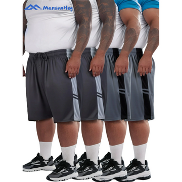 MANSENHUG 4 Pack Men's Shorts Streetwear Plus Size With Pockets Loose Fit Running Workout Training Basketball Mens Casual Shorts