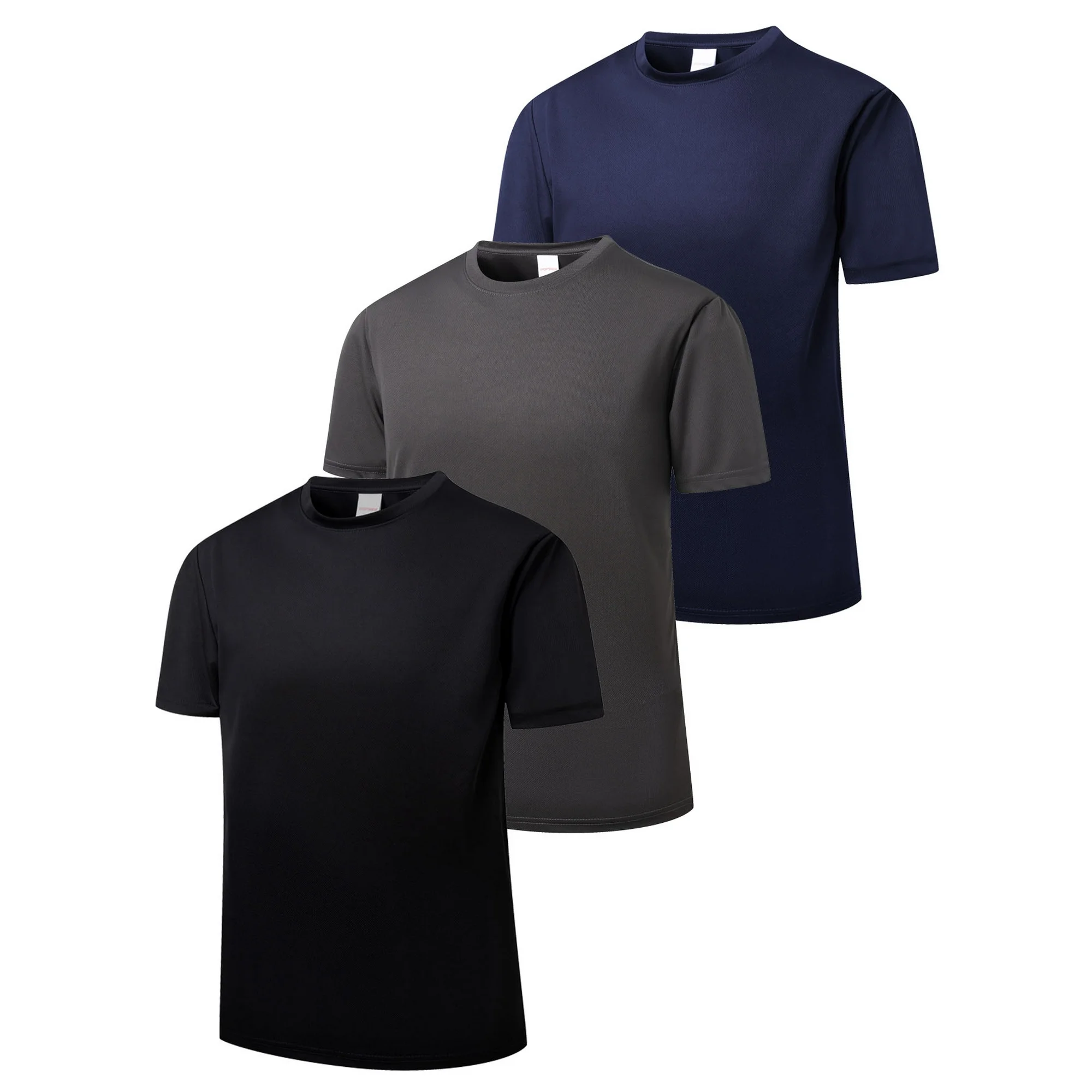 MANSENHUG 3 Pack Men's Dry Fit T Shirts Athletic Running Gym Workout Short Sleeve Tee Shirts for Men