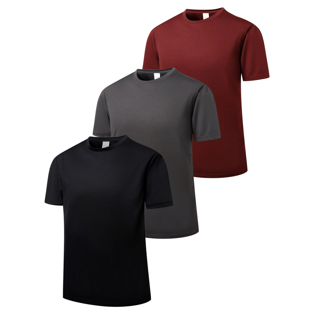 MANSENHUG 3 Pack Men's Dry Fit T Shirts Athletic Running Gym Workout Short Sleeve Tee Shirts for Men