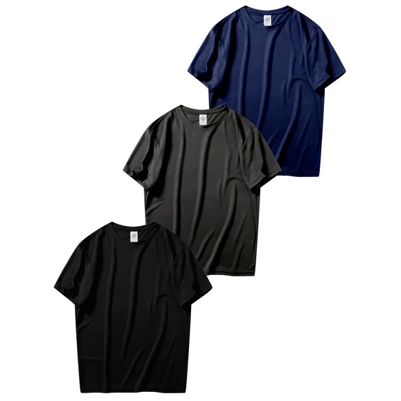 MANSENHUG 3 Pack Men's Dry Fit T Shirts Athletic Running Gym Workout Short Sleeve Tee Shirts for Men