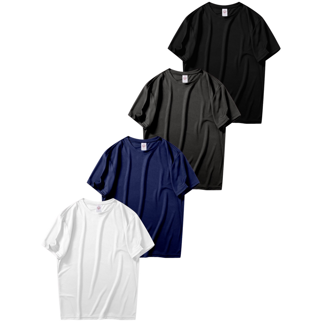 MANSENHUG 4 Pack Men's Dry Fit T Shirts Athletic Running Gym Workout Short Sleeve Tee Shirts for Men