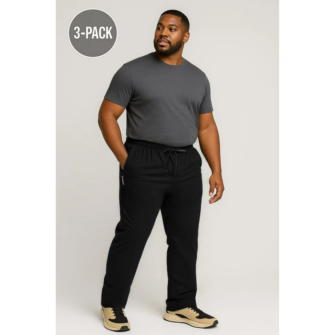 MANSENHUG 3 Pack Men's Plus Size Athletic Pants Long pants specially designed for tall and overweight men