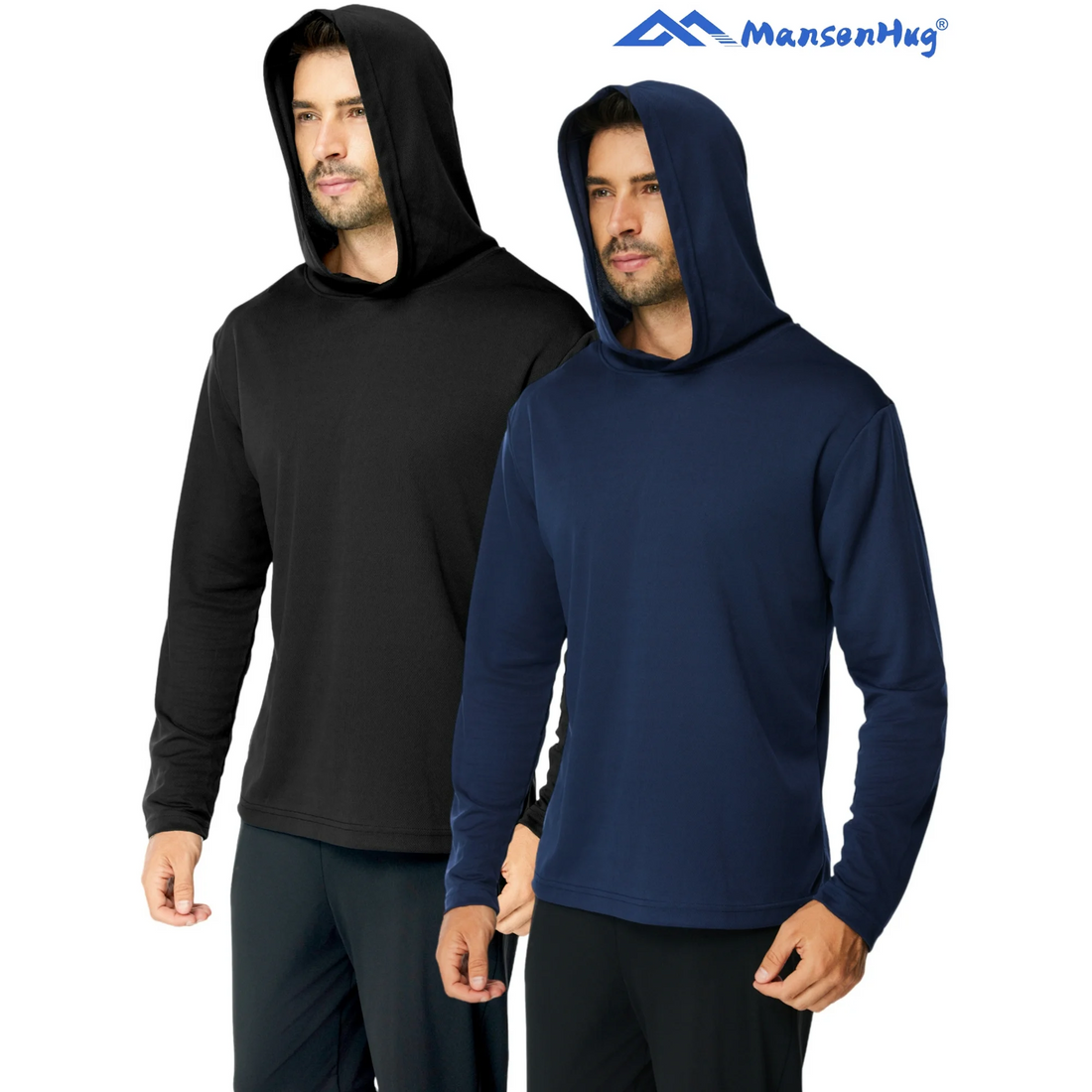 MENSENHUG 2 Pack Pullover Hoodies Long Sleeve Casual Lightweight Fashion Hooded Sweatshirt