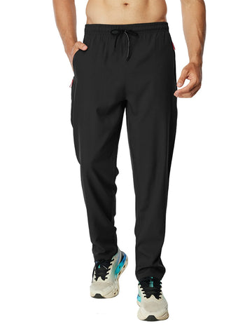MANSENHUG Mens Spring Plus Size Pants Lightweight Sweatpants Zipper Pkts Spring Summer Sweatpants Full Length Trousers