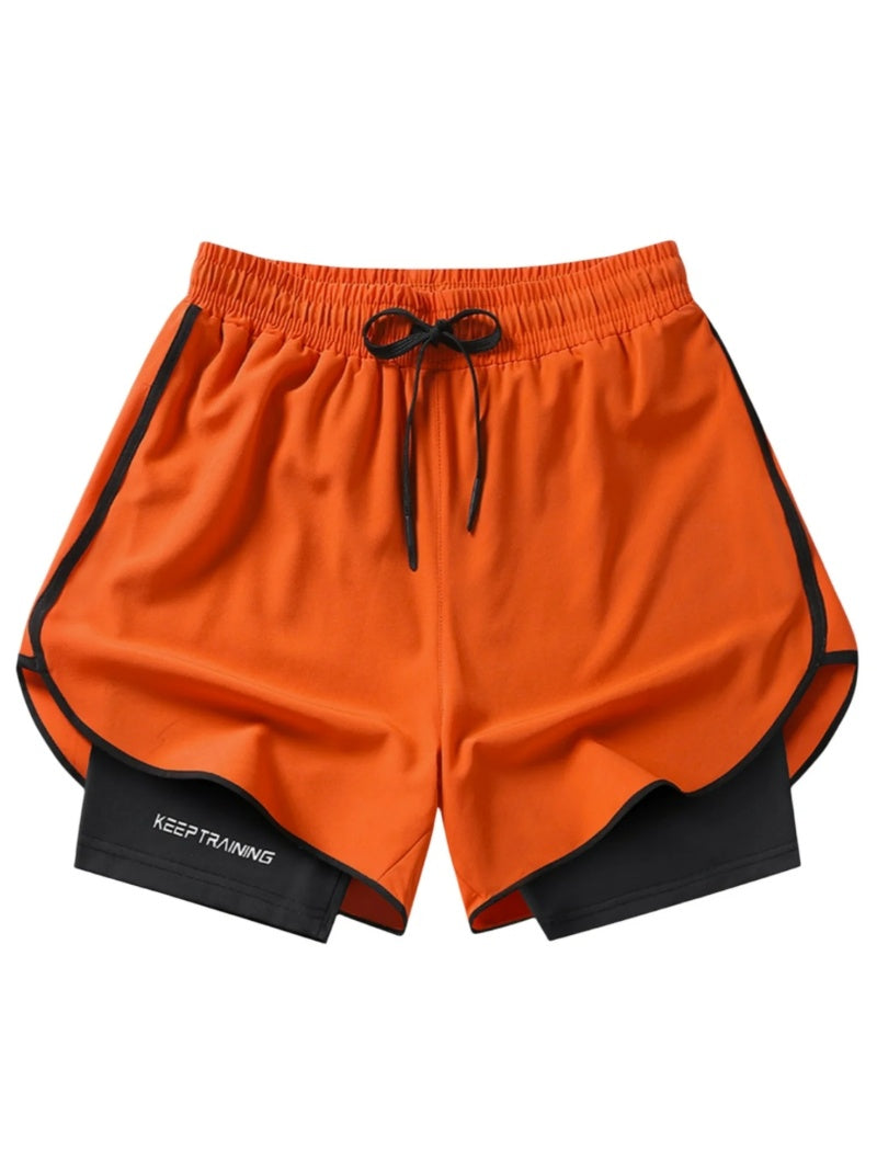 MANSENHUG Mens 2 in 1 Running Shorts Quick Dry Athletic Shorts with Liner, Workout Shorts with Zip Pockets and Towel Loop