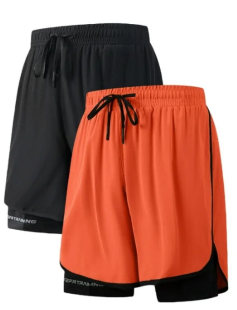 MANSENHUG Mens 2 in 1 Running Shorts Quick Dry Athletic Shorts with Liner, Workout Shorts with Zip Pockets and Towel Loop