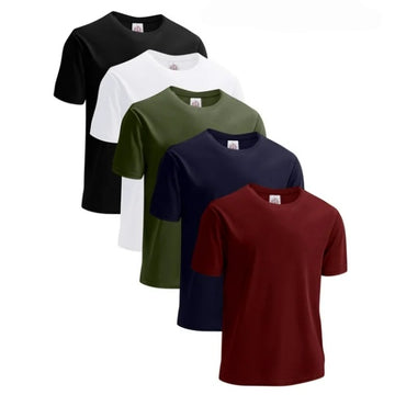 MANSENHUG 5pcs Men's Performance Stretchable Quick Drying Short Sleeve Moisture Wicking Crew Neck T-Shirt For Men's Outdoor Gym Running Fitness
