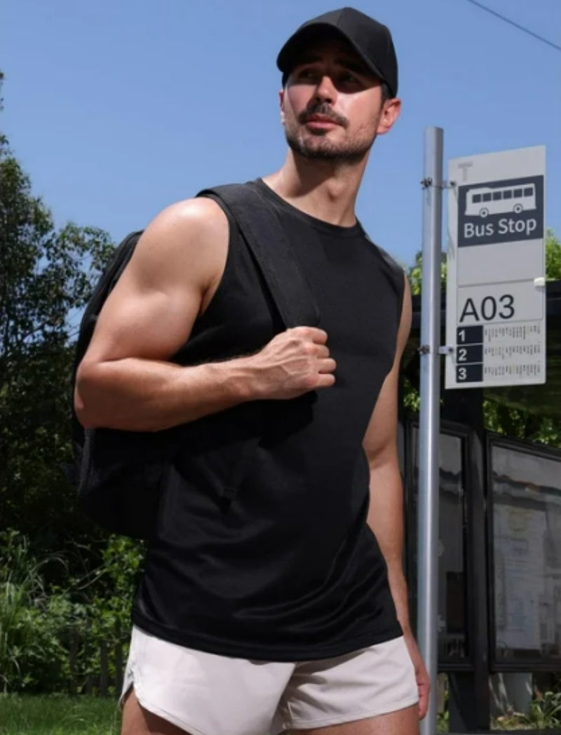 MANSENHUG Men's 5 Pack Tank Tops Sleeveless Workout Quick Drying Shirts Gym Muscle Shirts Athletic Bodybuilding Tee