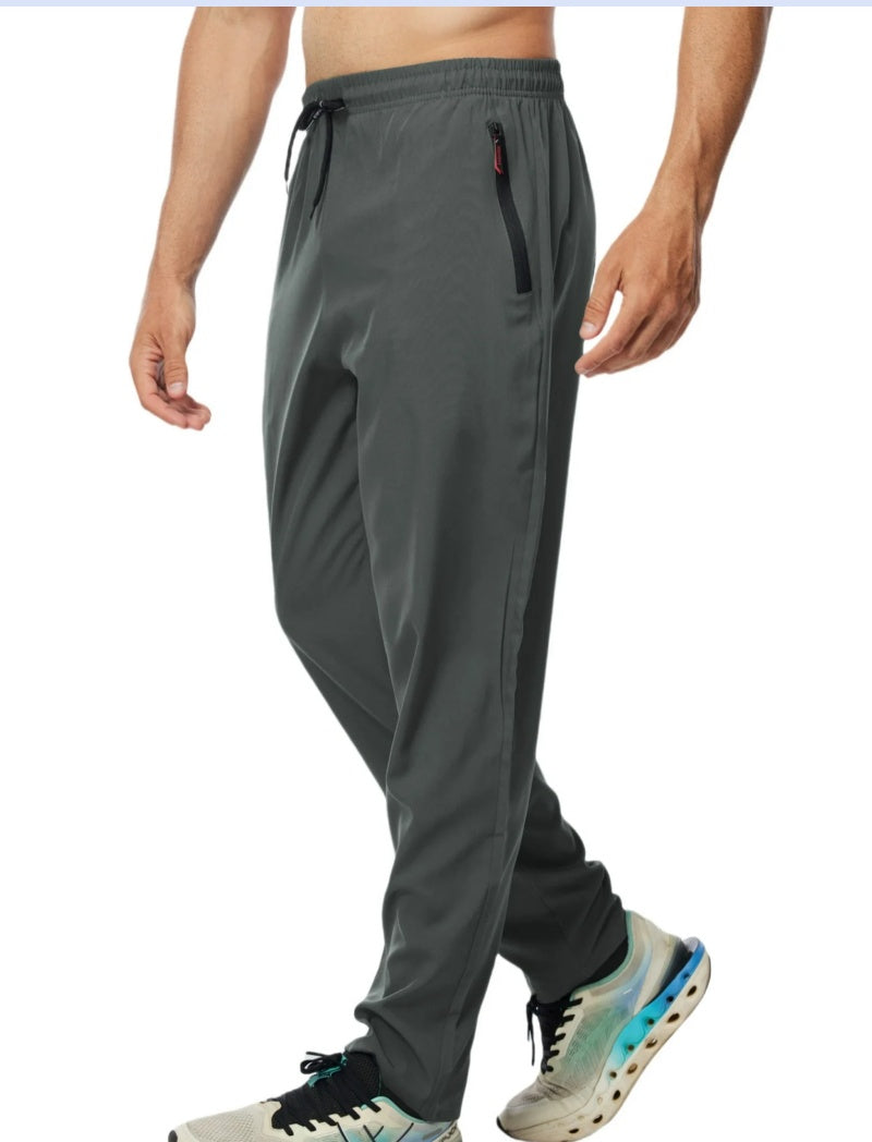 MANSENHUG Mens Spring Plus Size Pants Lightweight Sweatpants Zipper Pkts Spring Summer Sweatpants Full Length Trousers