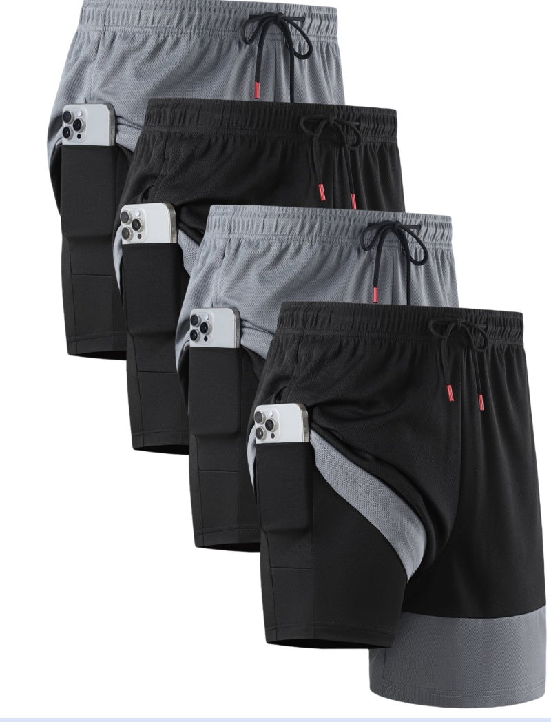 MANSENHUG Mens Athletic Shorts 2-in-1 Gym Workout Running 7'' Shorts with Towel Loop