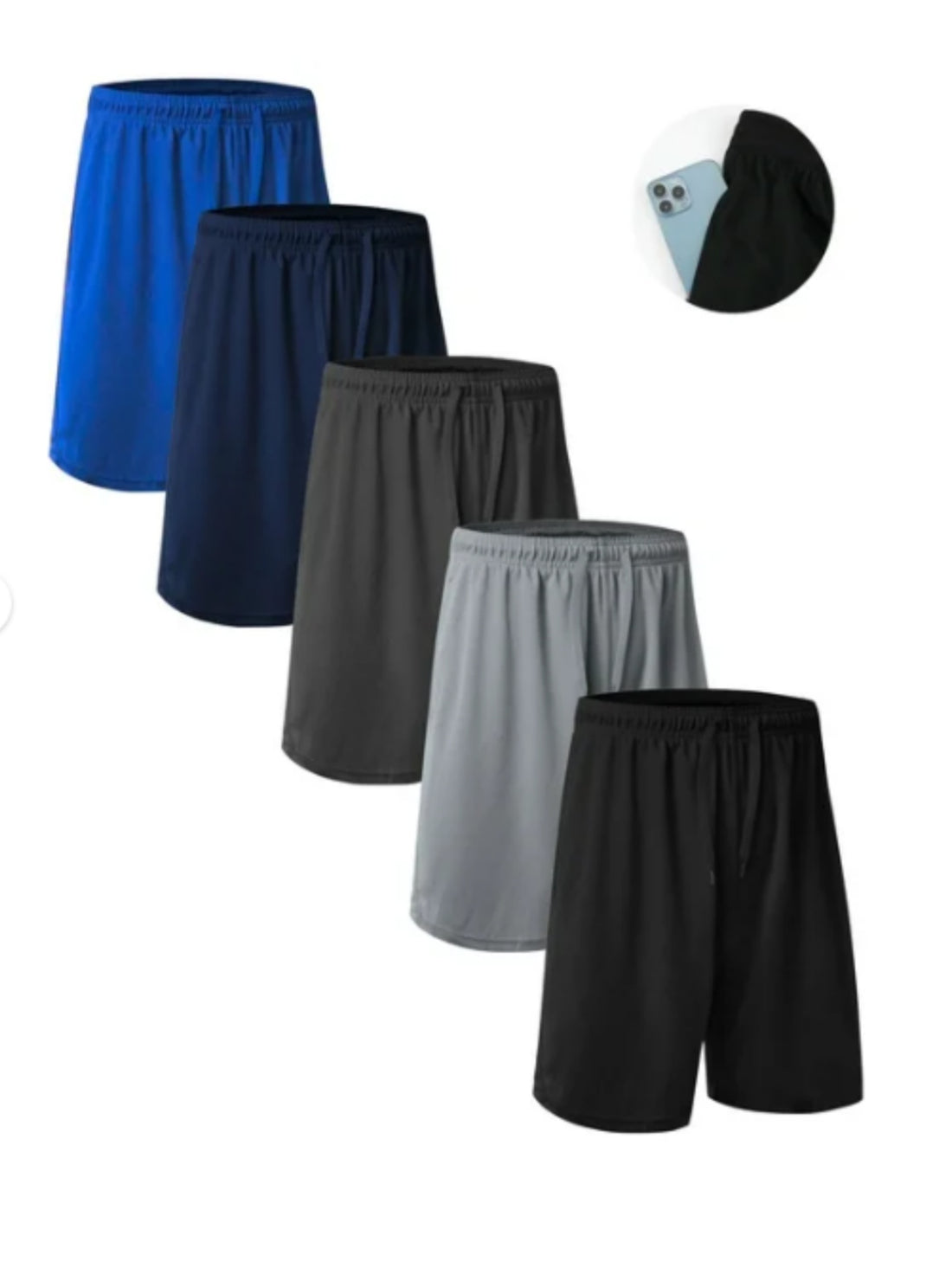 5 Pack Gym Basketball Mens Shorts - Quick Dry Black Workout Athletic Shorts with Pockets for Casual Running (S-3XL)