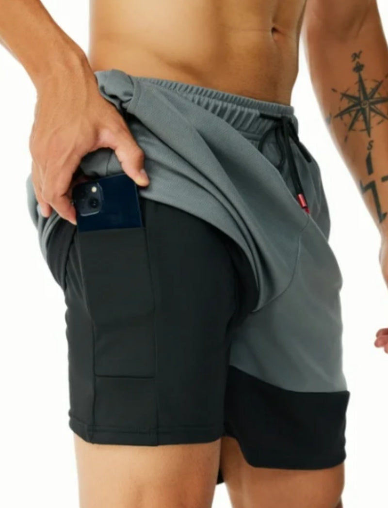 MANSENHUG Mens Athletic Shorts 2-in-1 Gym Workout Running 7'' Shorts with Towel Loop