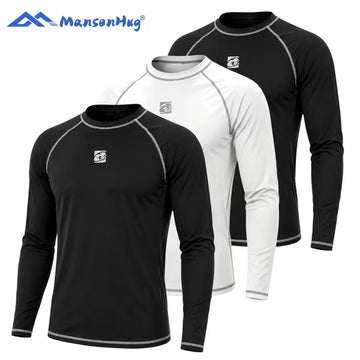 Men's UPF 50+ Rash Guard Long Sleeve 3 Pack, Quick Dry Compression Shirt for Swim, Surf, BJJ, Water Sports, Sun Protection Baselayer Activewear